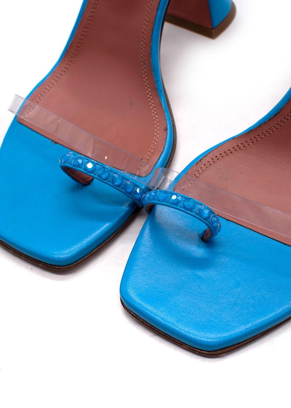 Amina Muaddi Blue Oya Heeled Sandals