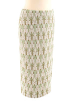 Prada green jacquard floral midi skirt