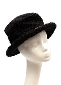 Curly Shearling Leather Trimmed Hat