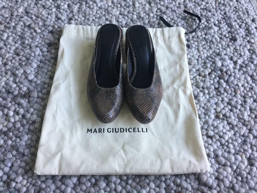 Mari Giudicelli  brown embossed leather mules