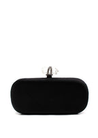 Marchesa Black Crystal Embellished Satin Box Clutch