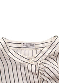 Brunello Cucinelli Black and White Stripe Silk Blouse