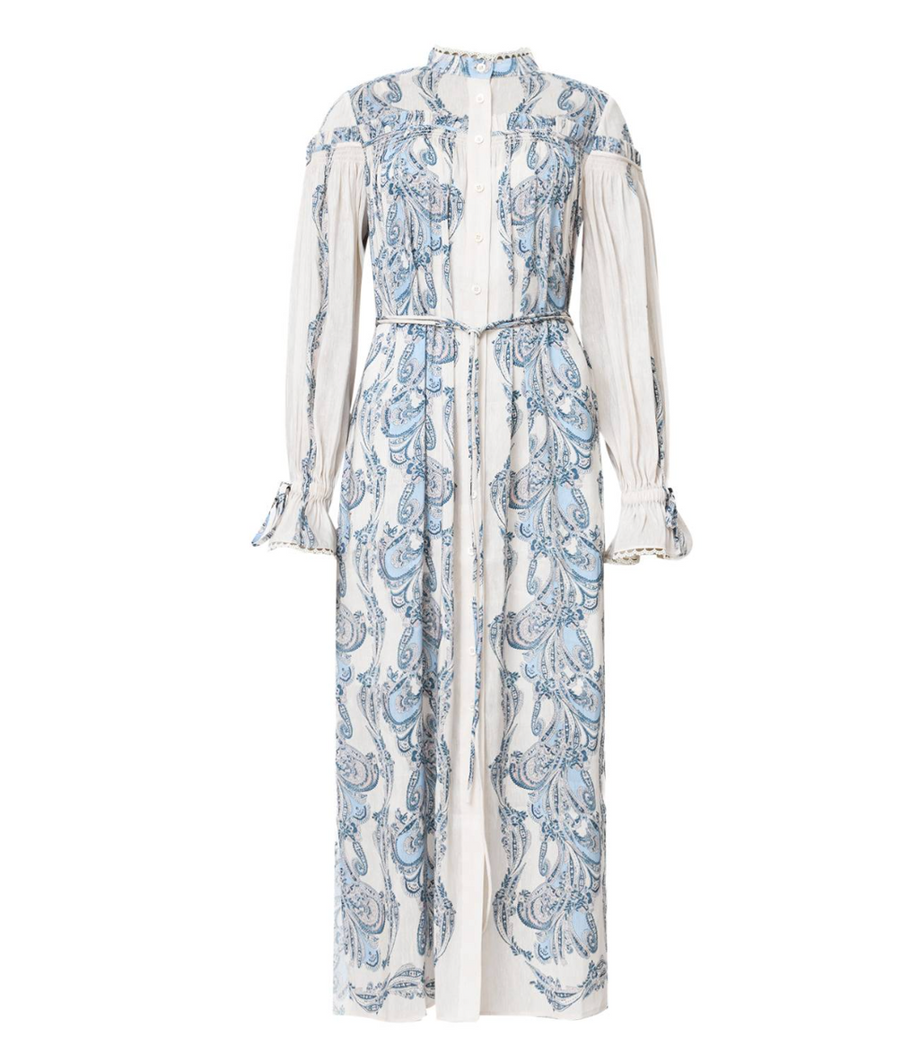 All Saints Delphine Floral Print Midi Shirt Dress