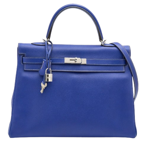 Hermes Kelly 32 Candy Veau Epsom Bleu Electrique with palladium silver hardware