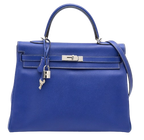 Hermes Kelly 32 Candy Veau Epsom Bleu Electrique with palladium silver hardware