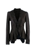 Rick Owens Black Asymmetric Leather Jacket