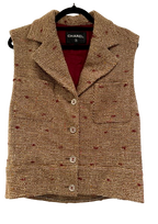Multi Coloured Tweed Relaxed Style Button Front Vest