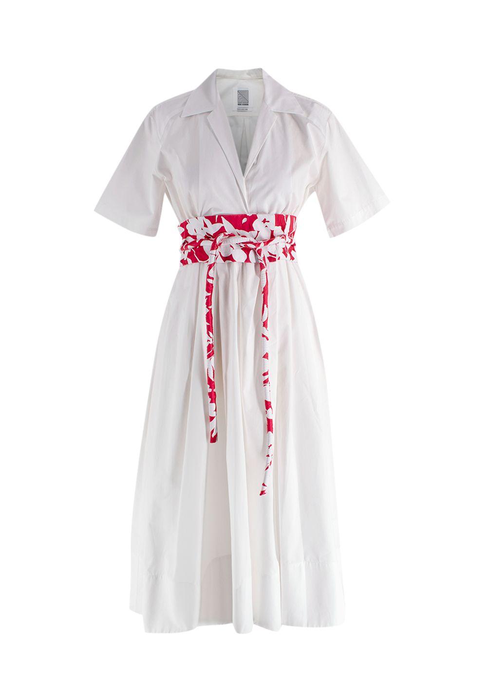 Rosie Assoulin White Obi Belted Shirt Dress
