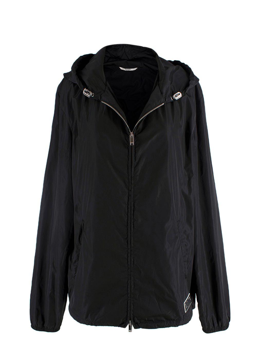 Valentino Black Hooded VLTN Rain Jacket