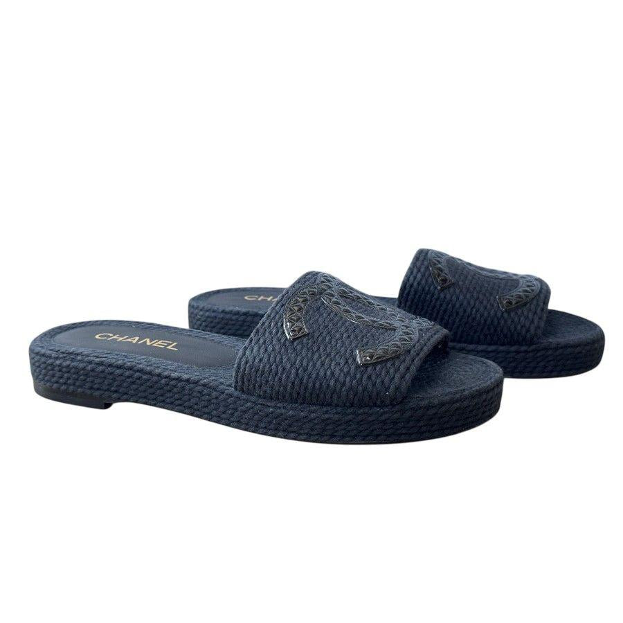 Chanel Black CC Slides