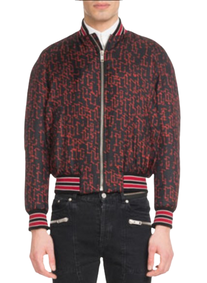 Givenchy Black and Red Silk Bomber Jacket
