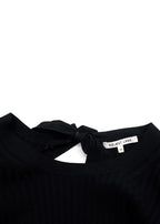 Helmut Lang Black Ribbed Bow Detail Backless Top