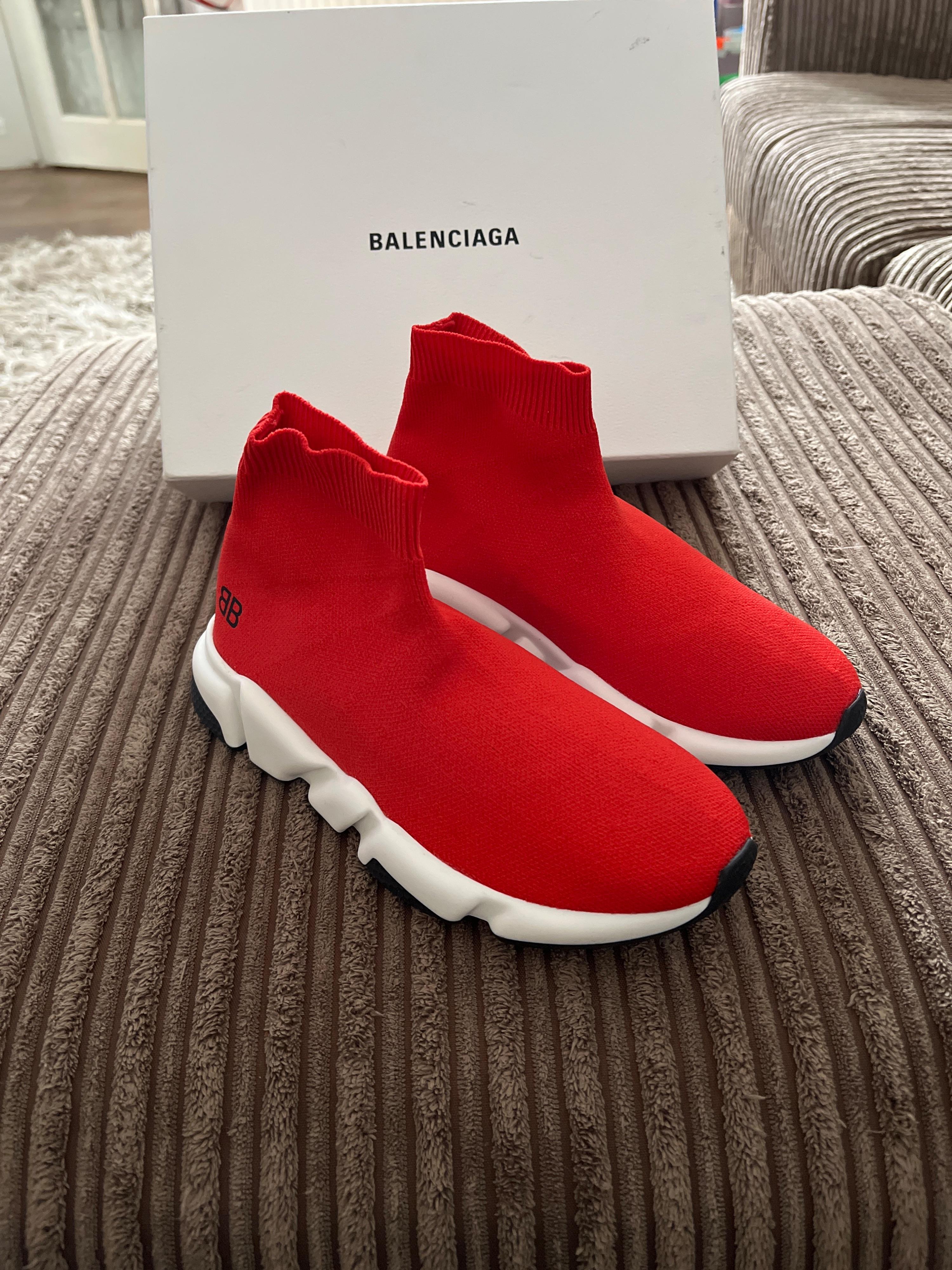 Red stretch-knit Speed sock trainers