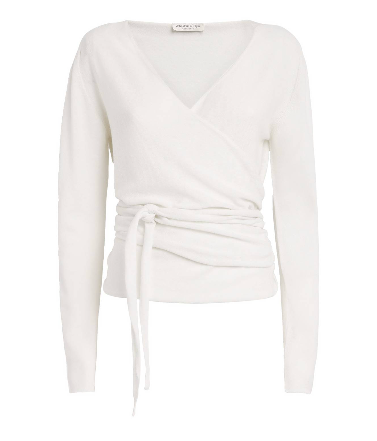Johnstons Of Elgin White Cashmere Wrap Cardigan