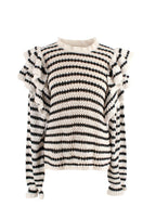 Ulla Johnson Black and White Striped Camilla Ruffle Sweater