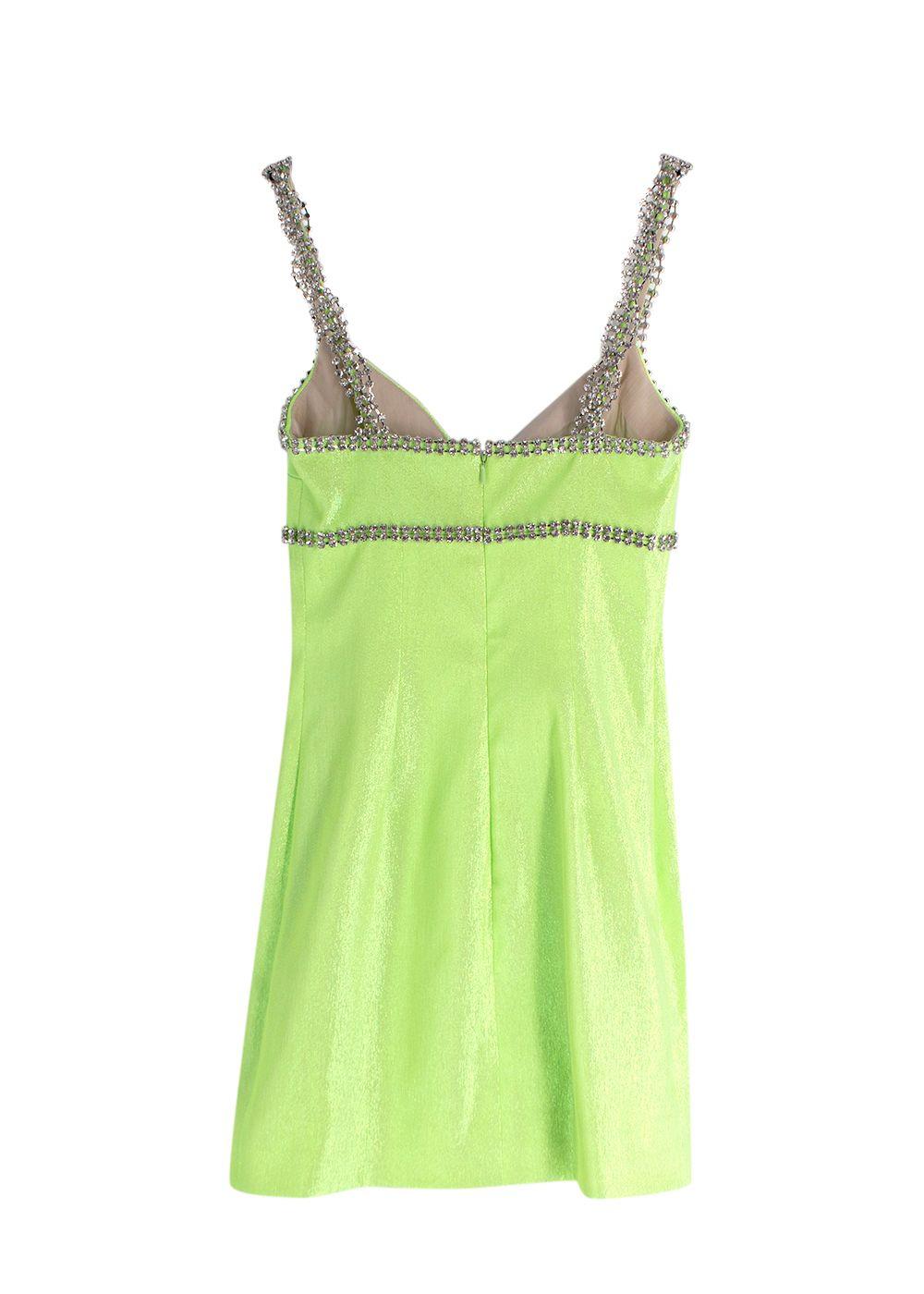 Sold Out AREA Green Crystal Embellished Strap Dress