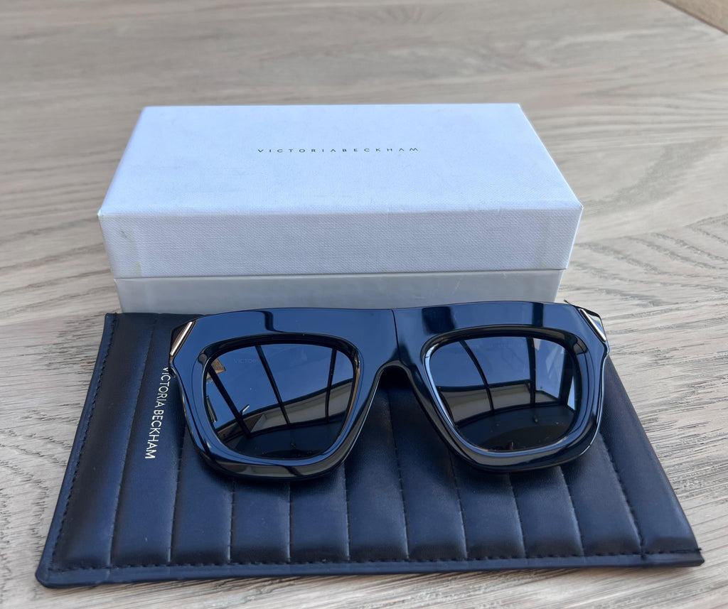 Black Beveled Cat Eye Sunglasses