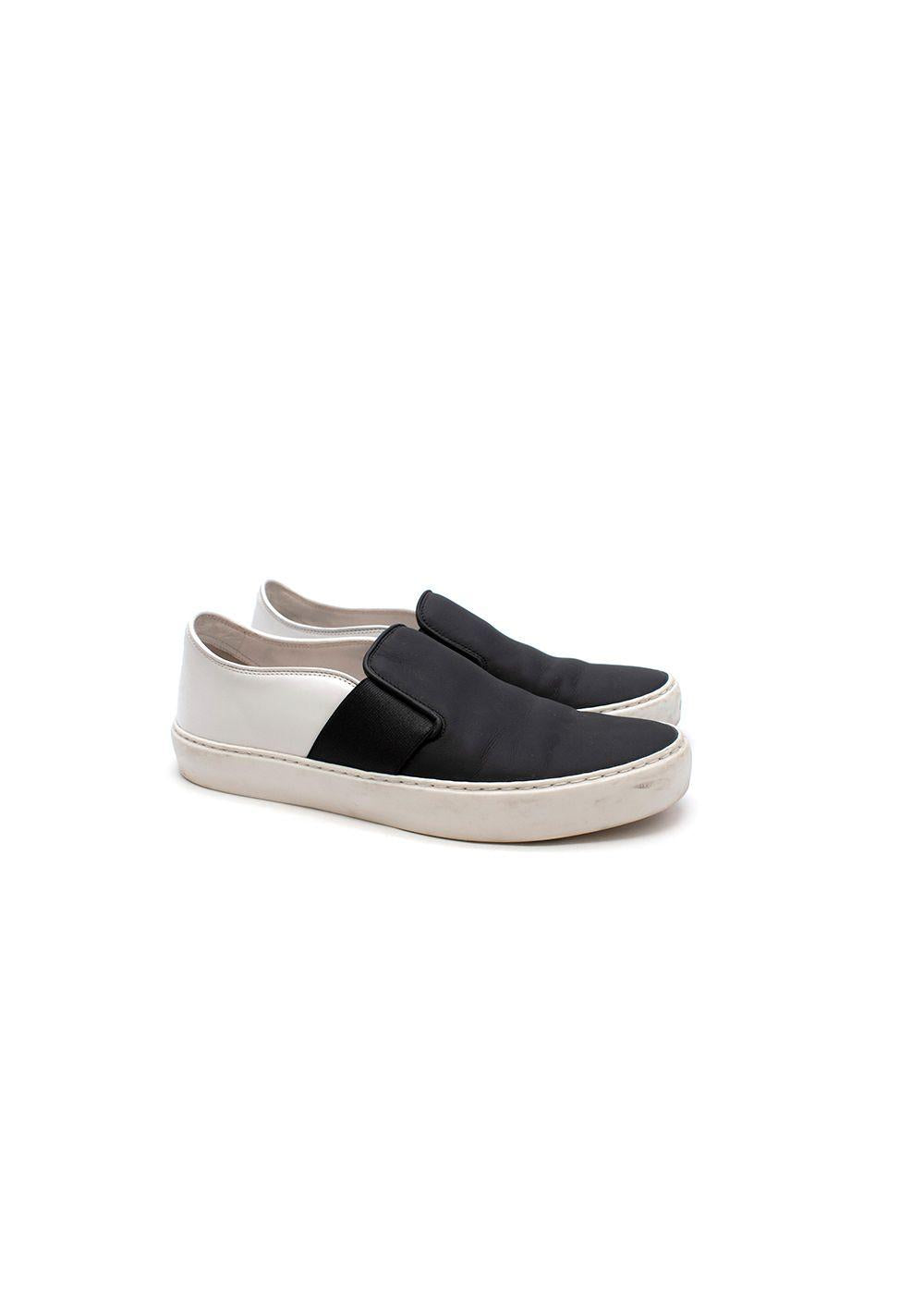 Black & White Leather Slip-On Sneakers