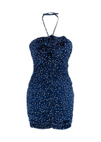 Magda Butrym Navy Polka Dot Halterneck Dress
