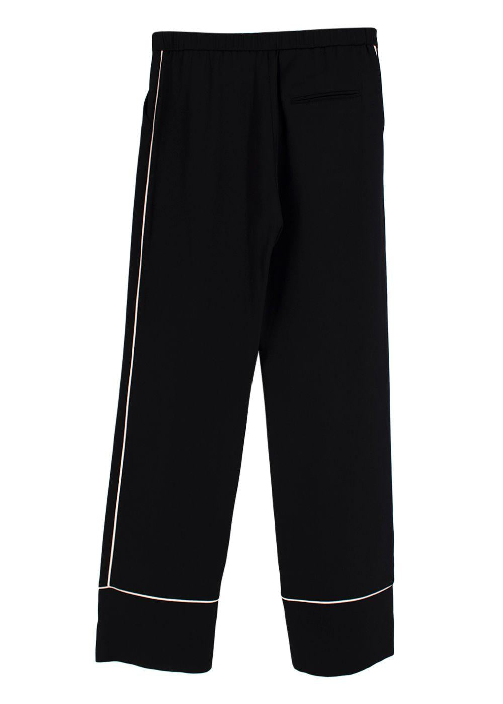 Erdem Black Contrast Piping Silk Tailored Trousers