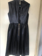 Fendi leather ruffle front dress
