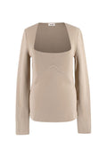 Nanushka Beige Fine Knit Long Sleeve Top