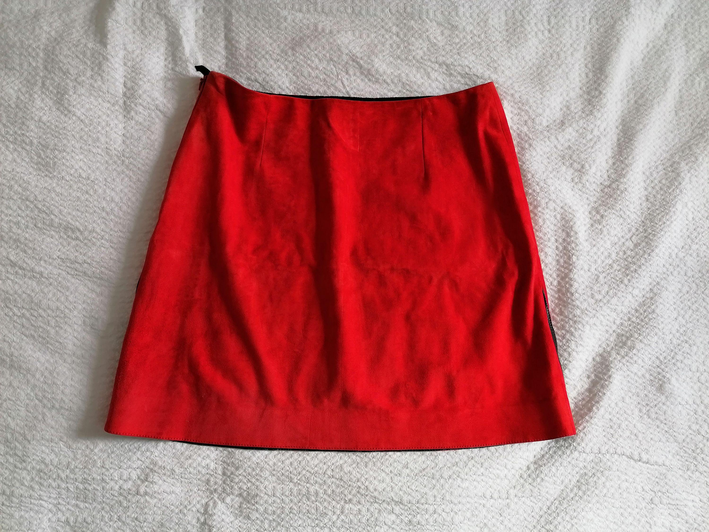 Red Suede Cyborg Mini Skirt