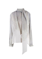 Victoria Beckham Digital Feather Print Scarf Neck Blouse