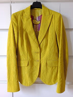 Yellow Jacquard Relief Pattern Blazer