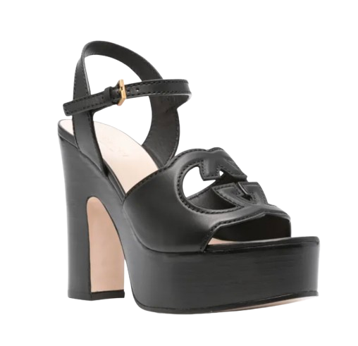Black Leather GG Sandals