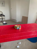 Bvlgari 18K Yellow Gold Allegra 2 Band Multi Gem Ring