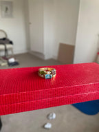 Bvlgari 18K Yellow Gold Allegra 2 Band Multi Gem Ring