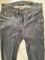 Grey Stretch Leather Trousers