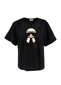 Fendi Black Karlito Perforated T-Shirt