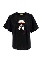 Fendi Black Karlito Perforated T-Shirt
