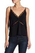 Walter Baker Black Eyelash Walker Lace Trim Cami Top