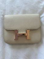 Hermes Constance Craie Slim wallet With Rose Gold Hardware