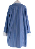 Marques Almeida Blue Contrast Collar Stripe Shirt
