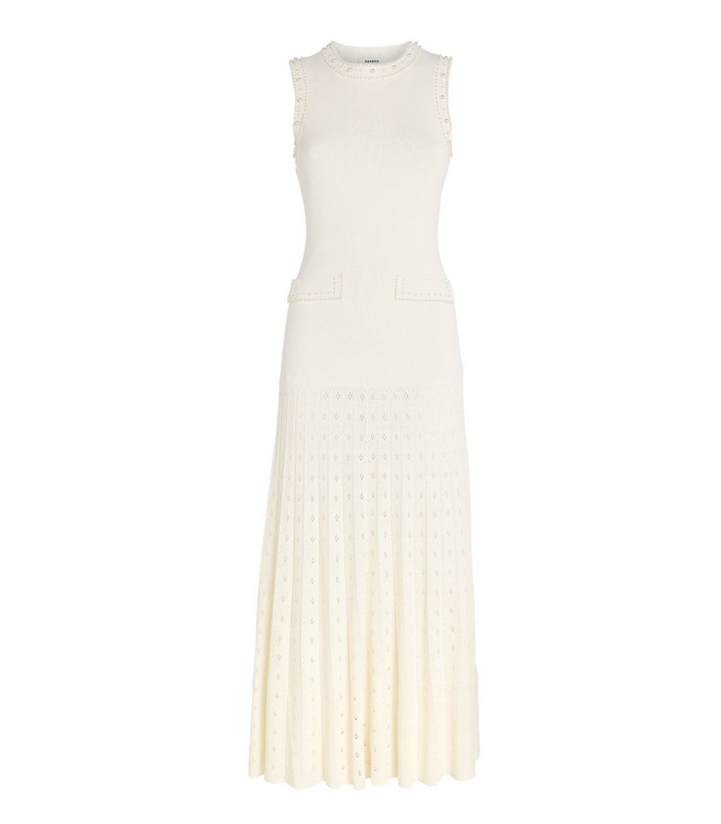 Sandro Sleeveless Embellished Knitted Midi Dress