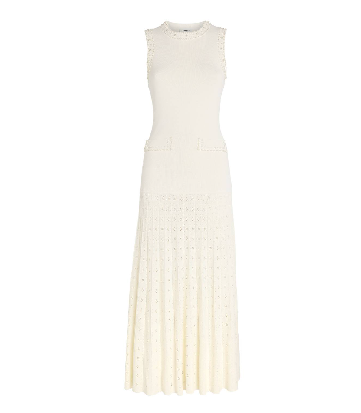 Sandro Sleeveless Embellished Knitted Midi Dress