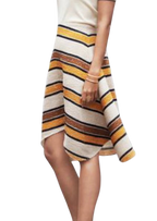 Asymmetrical Striped Wool Skirt