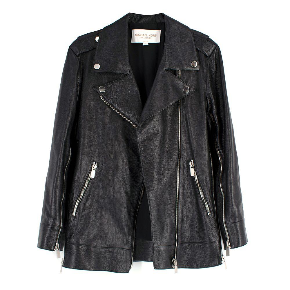 Michael Kors Collection Black Leather Biker Jacket