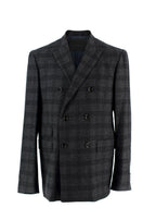 Pretty Green Charcoal Double Breasted Checked Blazer