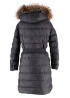 Moncler Grey Longline Nantes Puffer with Racoon Fur Hood
