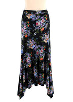 Paco Rabanne Black Floral Asymmetric Hem Skirt