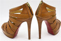 Christian Louboutin Brown Leather Peep-Toe Platform Cage Heels