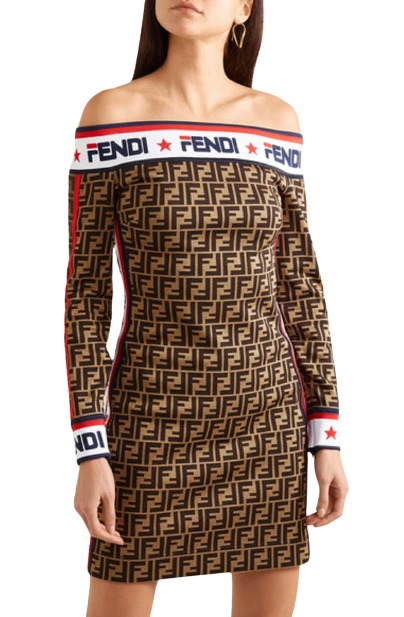 Fendi x Fila Bardot Monogram Midi Dress