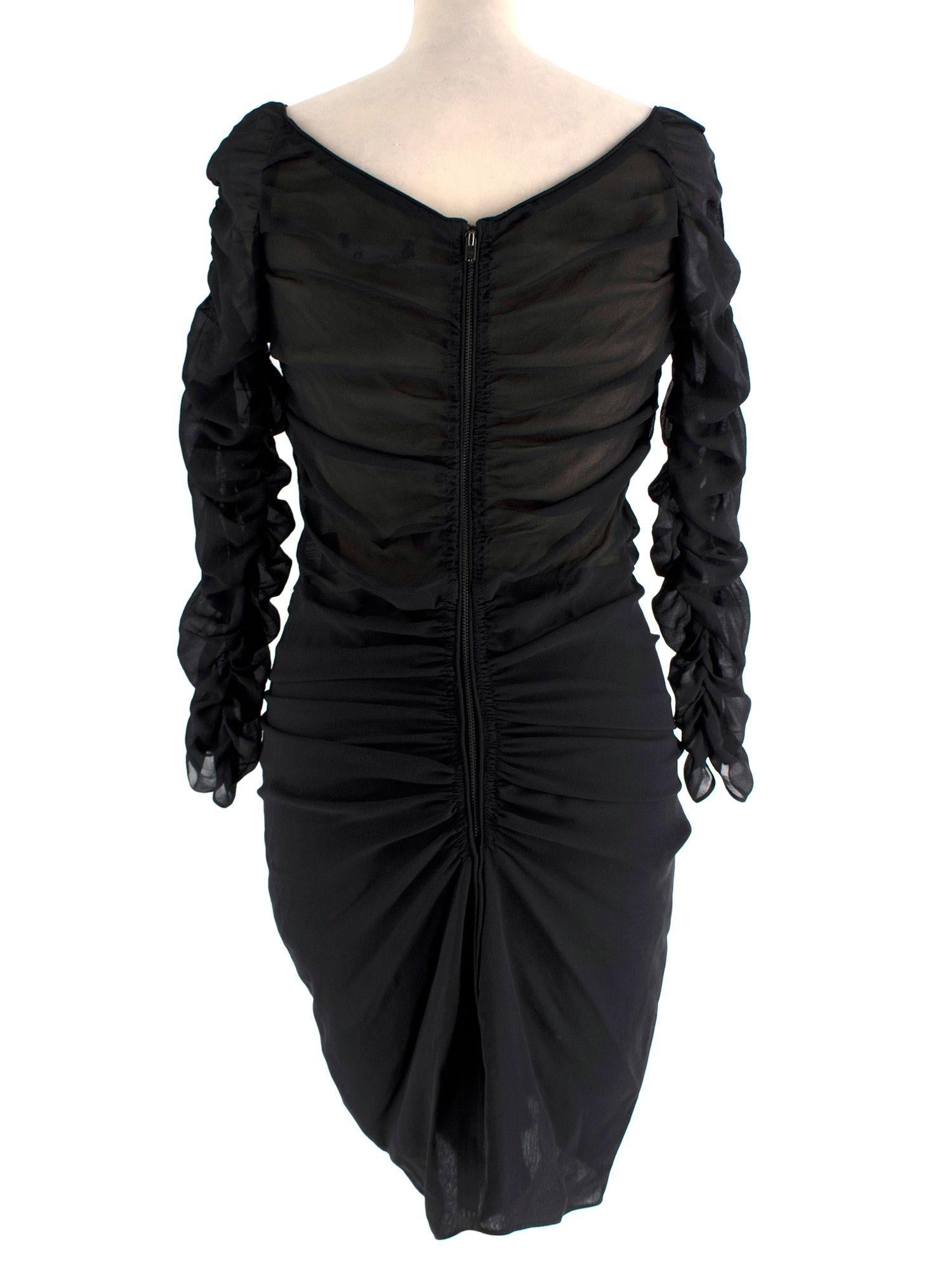 Isabel Marant Black Chiffon Ruched Mini Dress