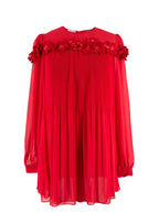 Giamba Red Floral Embroidered Pleated Blouse