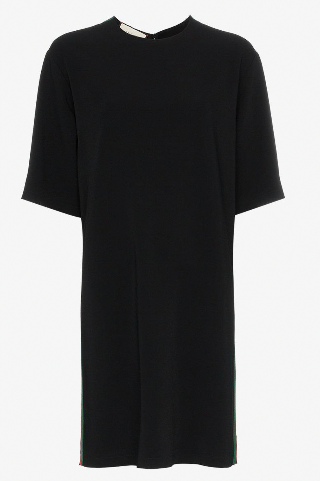 Black cotton jersey web stripe oversize T-shirt dress
